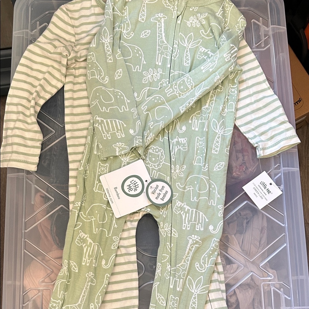 2 pack Little Me Bamboo Footed Sleepers